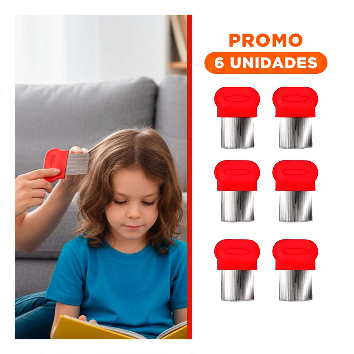 PACK6 PEINE CLASICO ROJO PARA PIOJOS Y LIENDRES COMODO Y DURADERO - 1