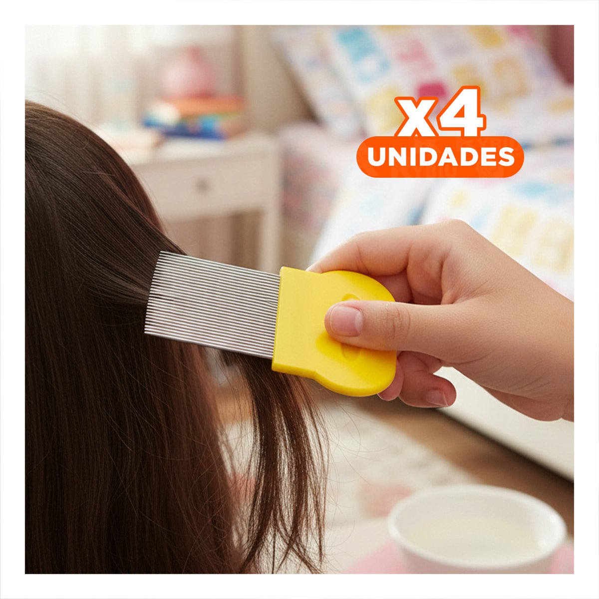 PACK4 PEINE PARA PIOJOS Y LIENDRES AMARILLO RESISTENTE Y COMODO EN CASA - 1