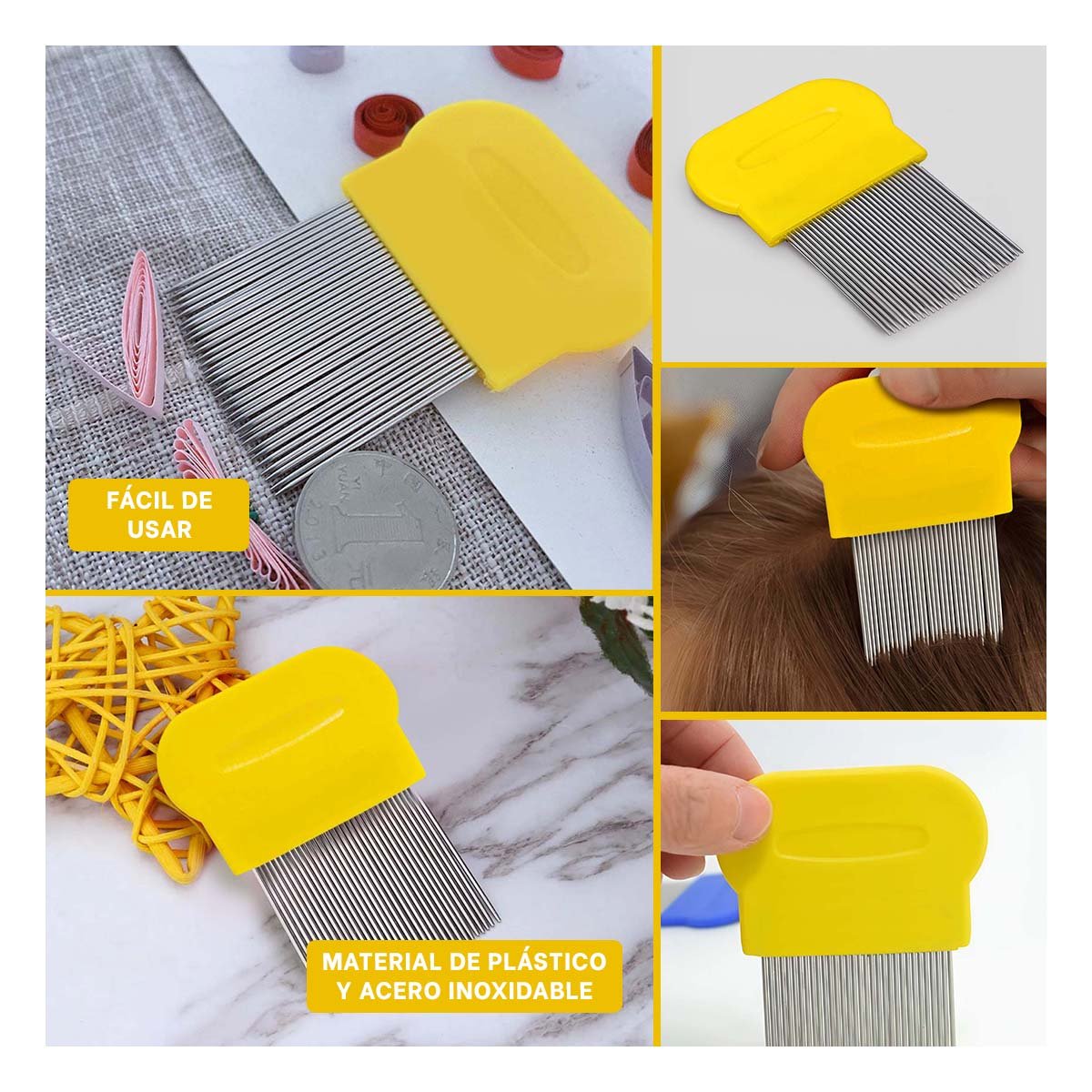 APLICADOR PROFESIONAL AMARILLO PARA PIOJOS Y LIENDRES DE ALTA CALIDAD PREMIUM Y+POST IT - 5