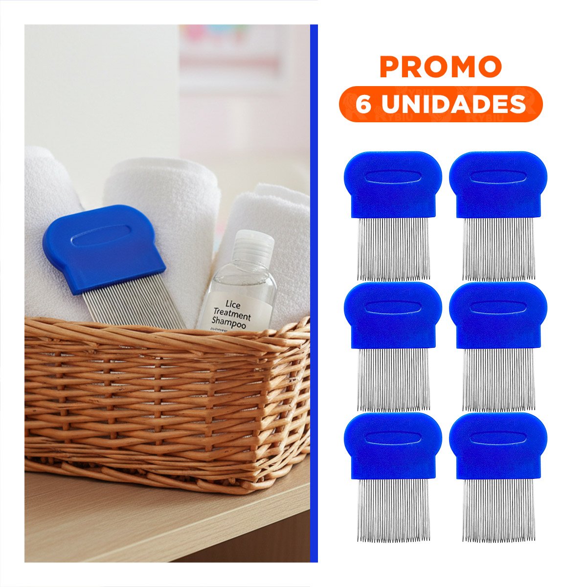 PACK6 PEINE CLASICO AZUL PARA PIOJOS Y LIENDRES COMODO Y DURADERO - 1