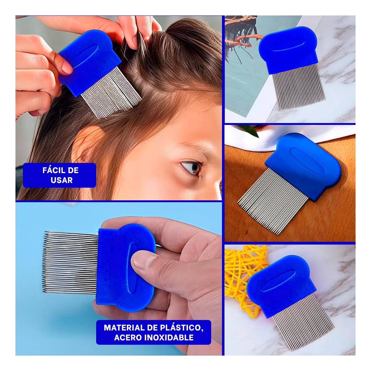 APLICADOR PROFESIONAL AZUL PARA PIOJOS Y LIENDRES DE ALTA CALIDAD PREMIUM Y+POST IT - 5