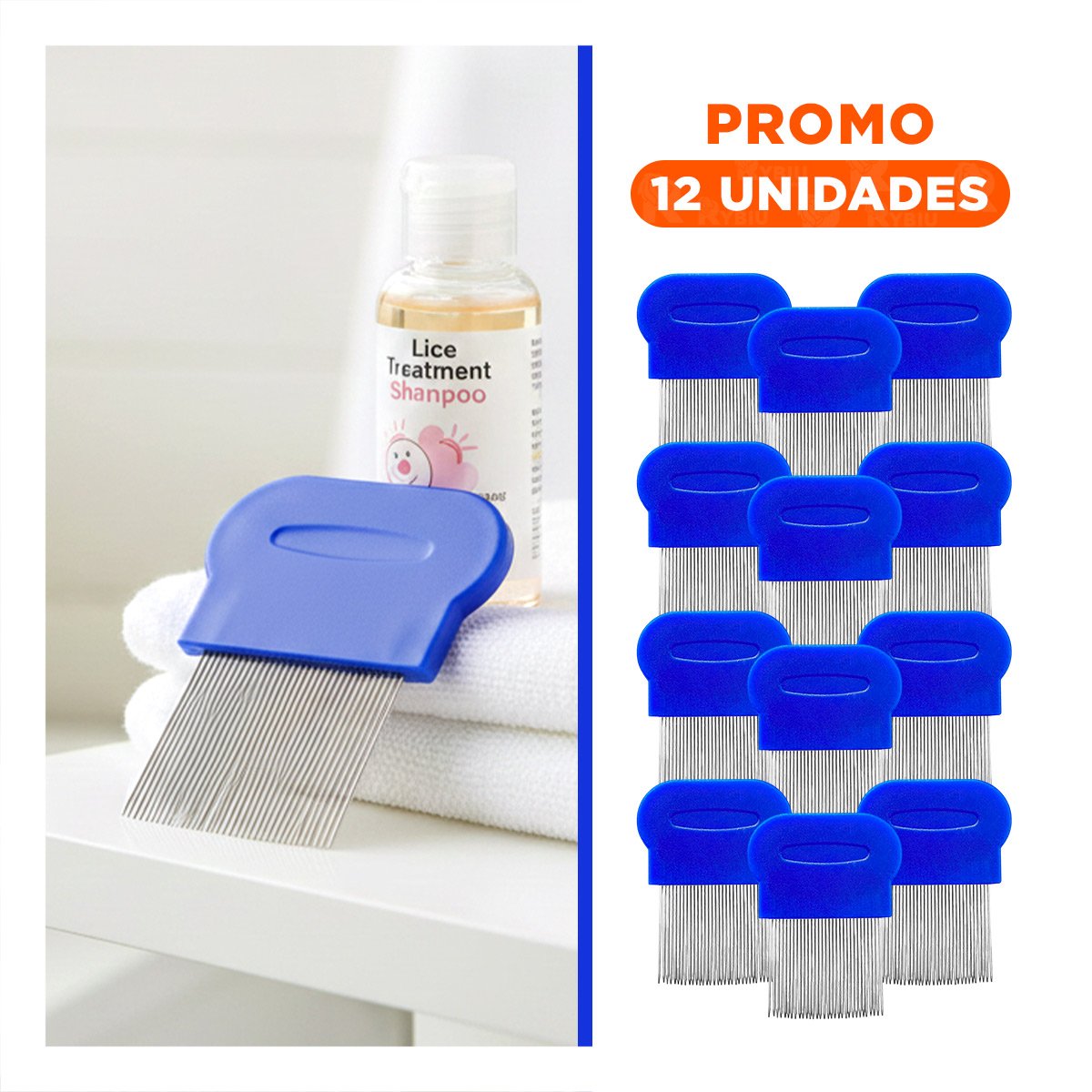 PACK12 PEINETA CLASICA AZUL PARA PIOJOS Y LIENDRES COMODA Y DURADERA Y+REGALO STICKER - 1