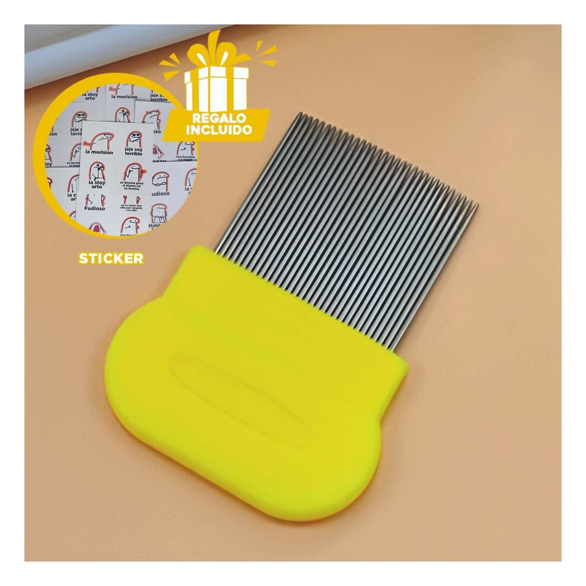 APLICADOR COMPACTO AMARILLO PARA PIOJOS Y LIENDRES FACIL DE USAR EN HOGAR Y+REGALO STICKER - 1