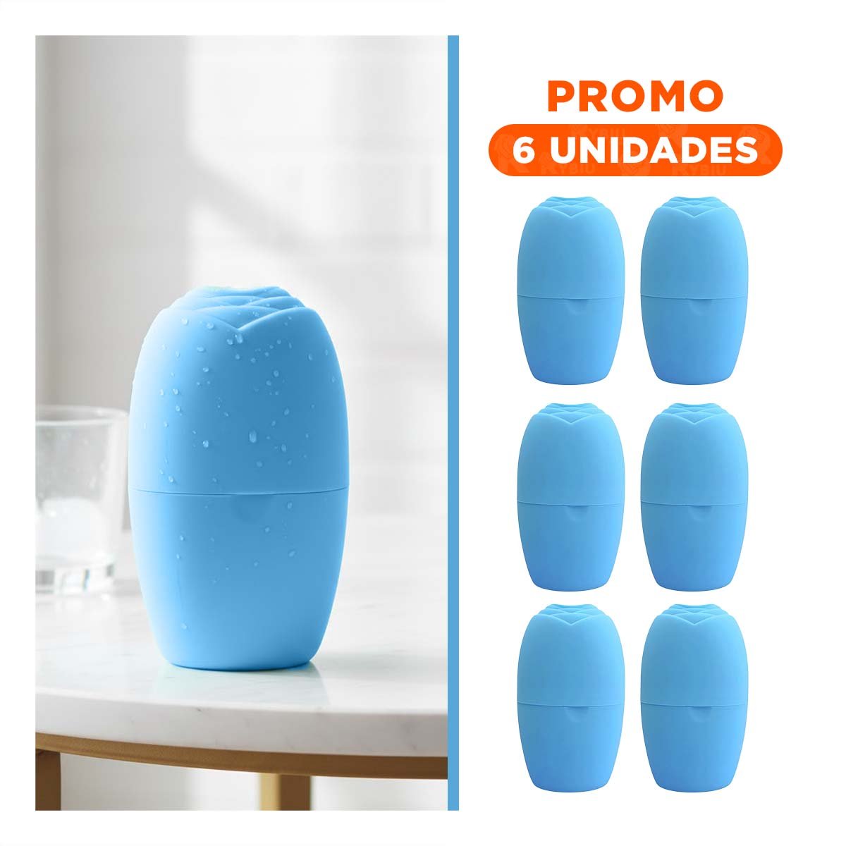 PACK6 EXPOSITOR PARA RODILLO FACIAL CELESTE MODERNO Y PEQUENO PARA GUARDAR ACCESORIOS - 1