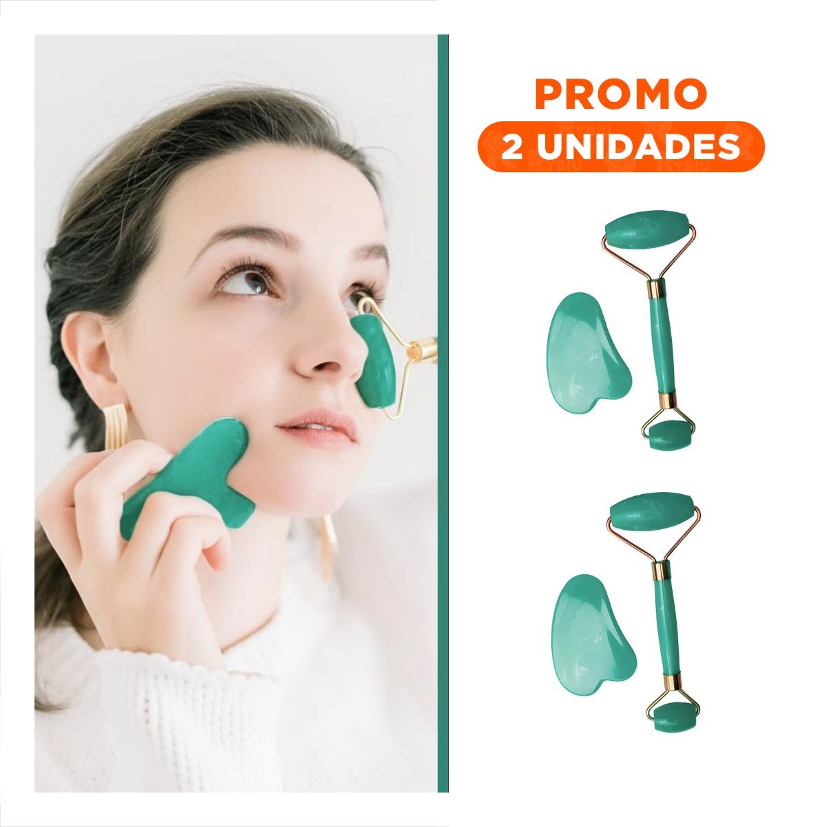 PACK2 INSTRUMENTO FACIAL SET DE 2 VERDE AGUA DE PLASTICO QUE ESTIMULA CIRCULACION Y APARIENCIA - 1