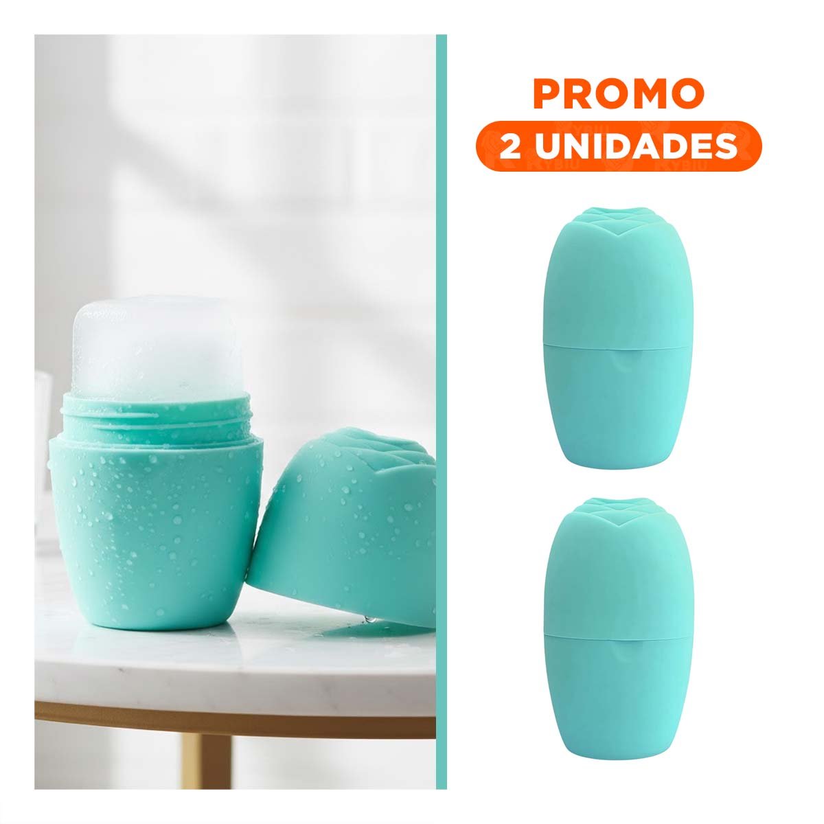 PACK2 CAJON PARA RODILLO FACIAL VERDE AGUA RESISTENTE Y COMPACTO PARA MANTENER FRIO - 1
