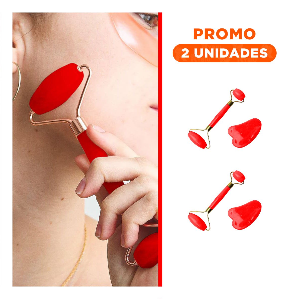 PACK2 ESTIMULADOR FACIAL DE PLASTICO ROJO PARA CUIDADO Y RELAJACION DIARIA - 1