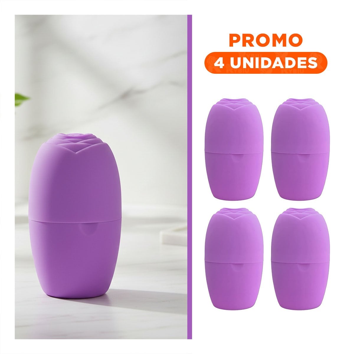 PACK4 EXPOSITOR PARA RODILLO FACIAL LILA RESISTENTE Y ELEGANTE PARA MANTENER Y+REGALO STICKER - 1