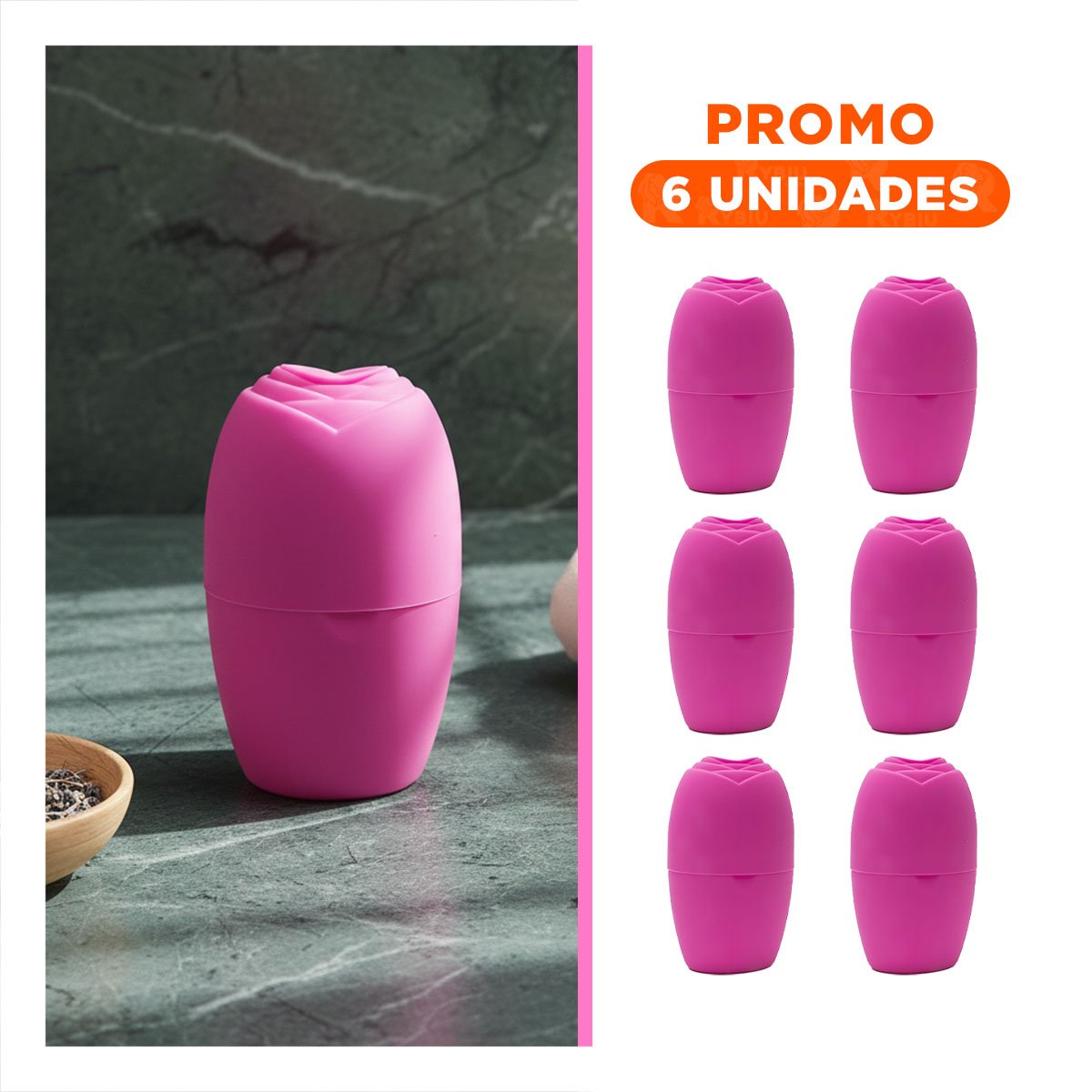 PACK6 EXPOSITOR PARA RODILLO FACIAL FUCSIA MODERNO Y PEQUENO PARA GUARDAR ACCESORIOS - 1