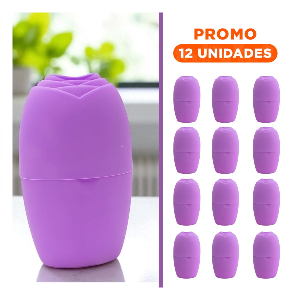 PACK12 PORTA RODILLO FACIAL LILA PEQUENO Y MODERNO PARA GUARDAR ACCESORIOS Y+REGALO STICKER - 1