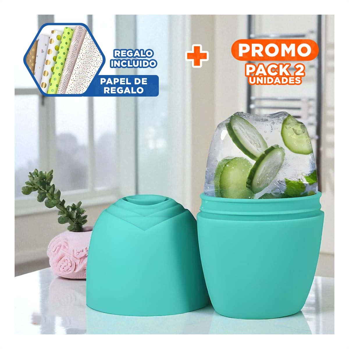 PACK2 CAJON PARA RODILLO FACIAL VERDE AGUA FUNCIONAL Y ELEGANTE Y+PAPEL REGALO - 1