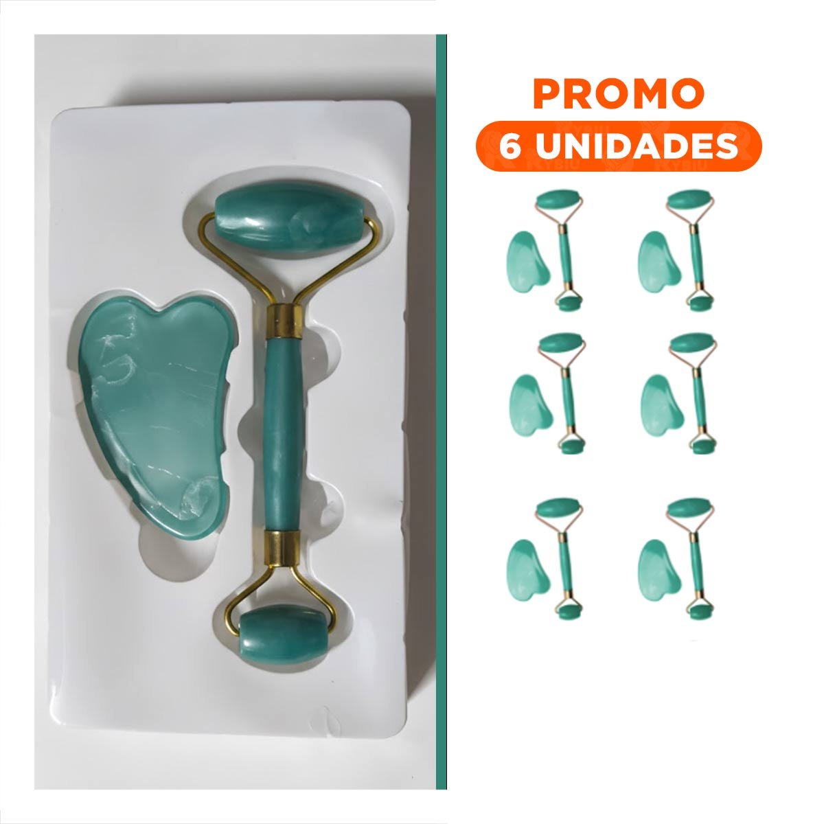 PACK6 KIT FACIAL SET DE 2 VERDE AGUA DE PLASTICO PARA ESTIMULAR CIRCULACION Y RELAX - 1