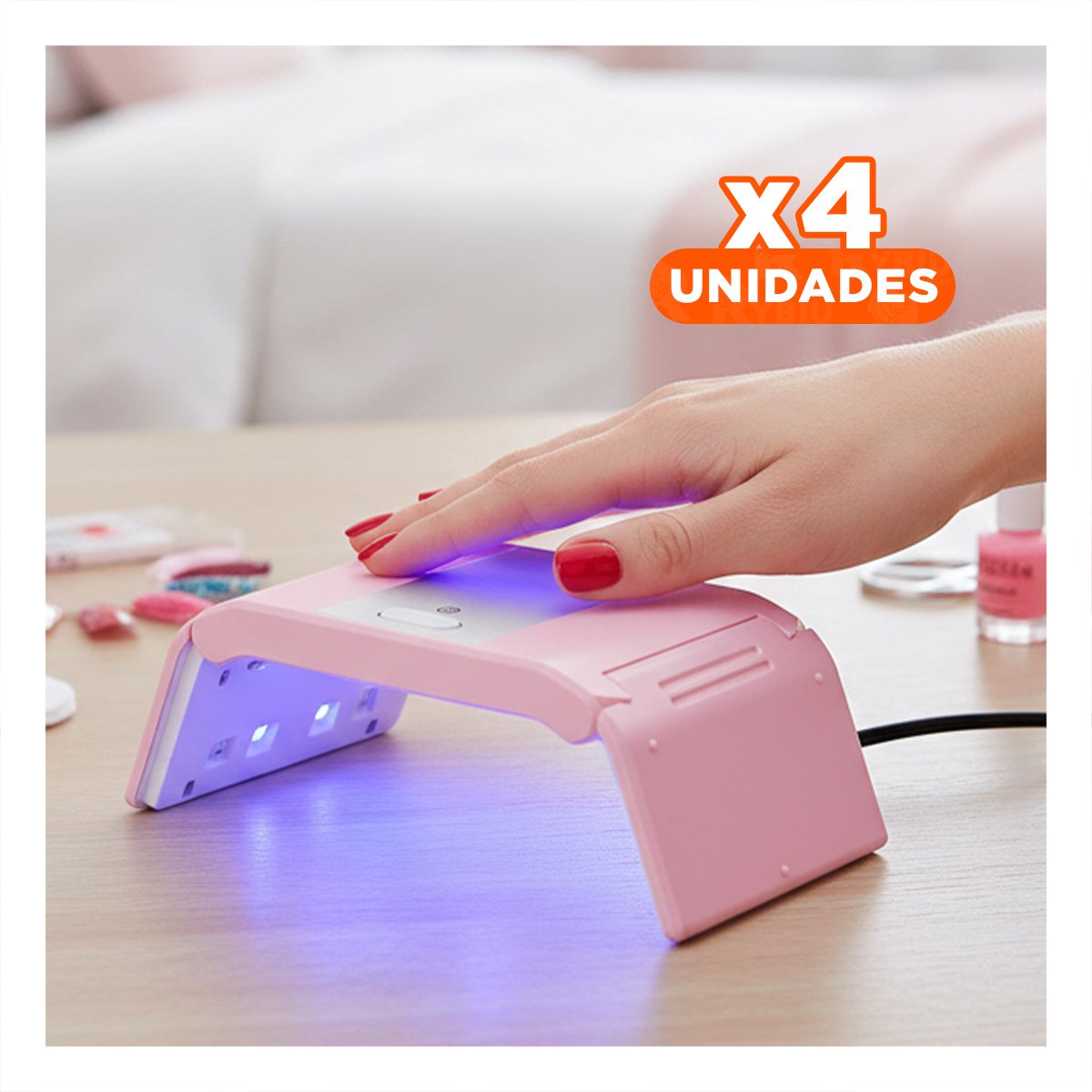 PACK4 PORTA UÑAS PORTATIL ROSADO ELEGANTE Y COMPACTA PARA SECADO RAPIDO - 1