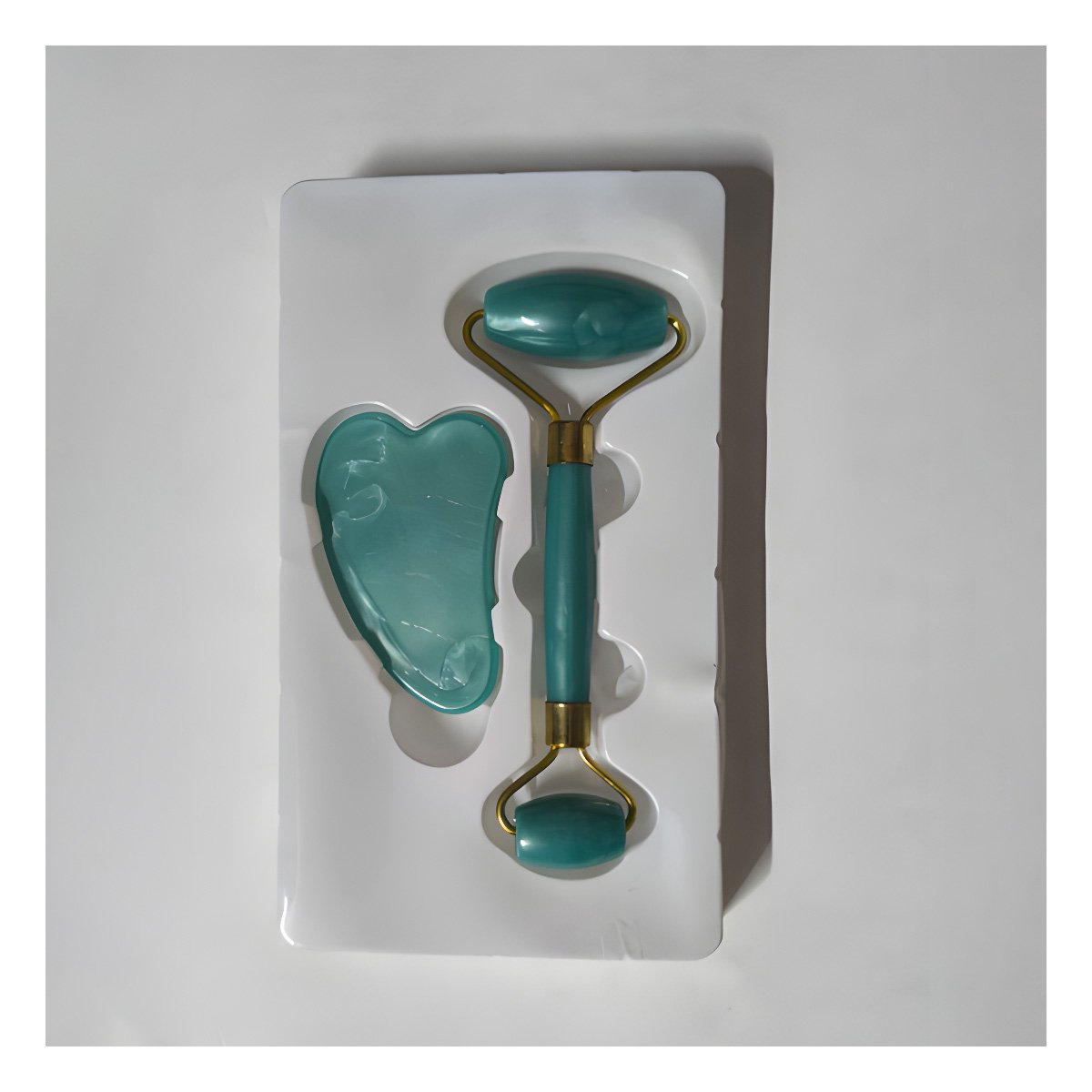 RODILLO FACIAL SET DE 2 VERDE AGUA DE PLASTICO SUAVE Y SEGURO Y+LIGAS REGALO - 1