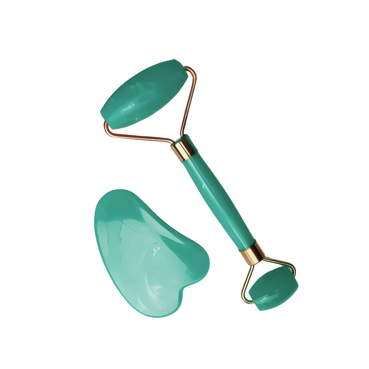 RODILLO FACIAL SET DE 2 VERDE AGUA DE PLASTICO SUAVE Y SEGURO Y+LIGAS REGALO - 3