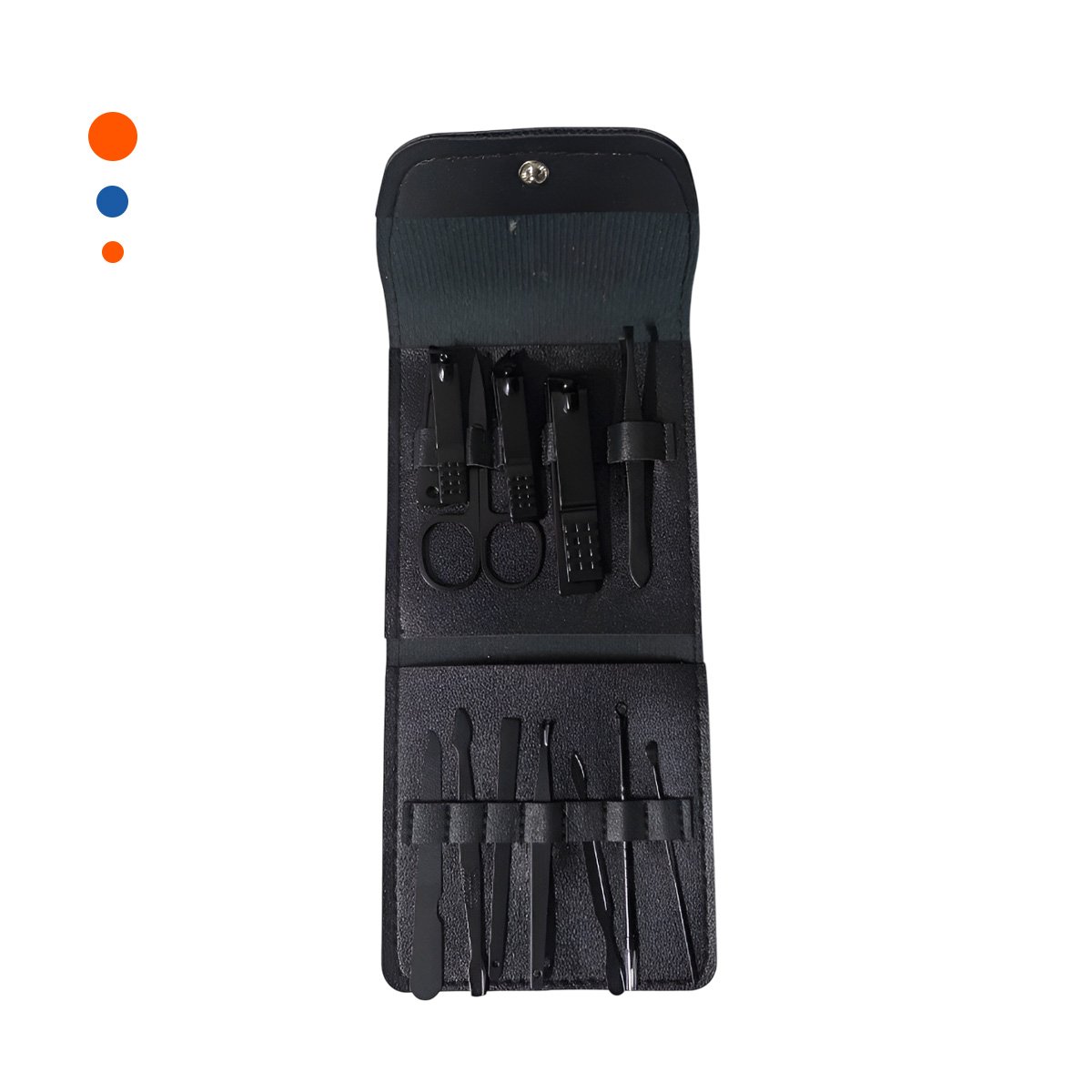 PACK12 ESTUCHE COMPACTO 12 PIEZAS MANICURE Y PEDICURE NEGRO MODERNO Y+REGALO STICKER - 2