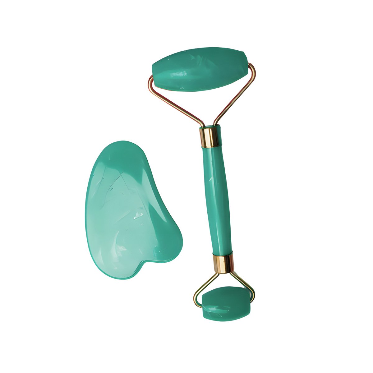 RODILLO FACIAL SET DE 2 VERDE AGUA DE PLASTICO QUE MEJORA CIRCULACION Y+REGALO STICKER - 3