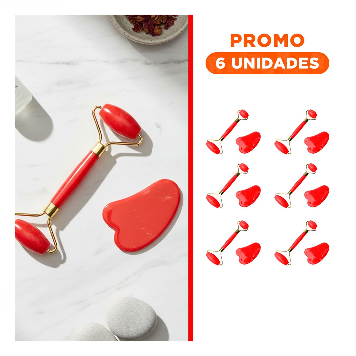 PACK6 REJUVENECEDOR COMPACTO DE PLASTICO ROJO PARA CUIDADO Y BIENESTAR FACIAL - 1