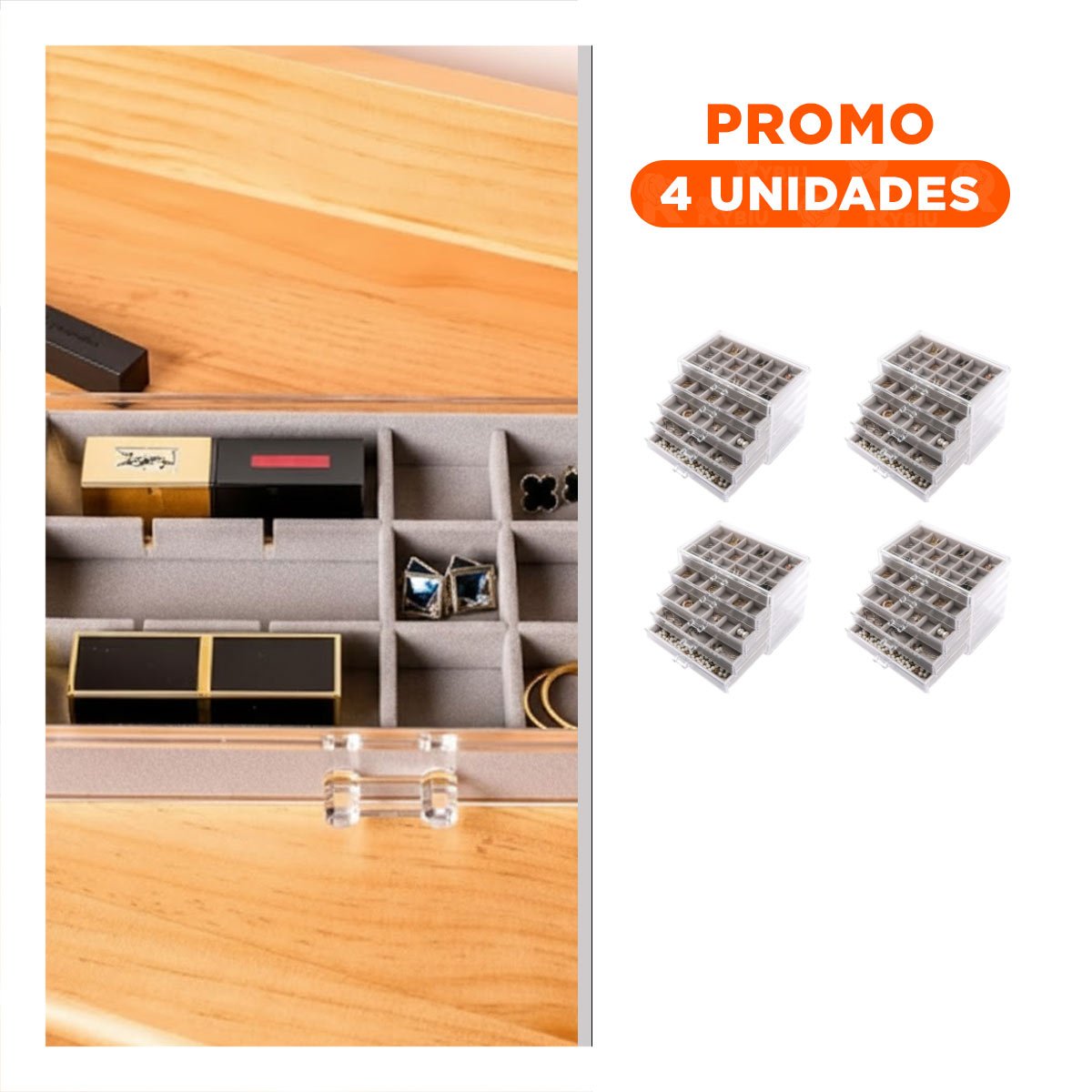 PACK4 EXHIBIDOR 5 NIVELES PLOMO DE TERCIOPELO Y ACRILICO QUE MANTIENE COLLARES Y+REGALO STICKER - 1