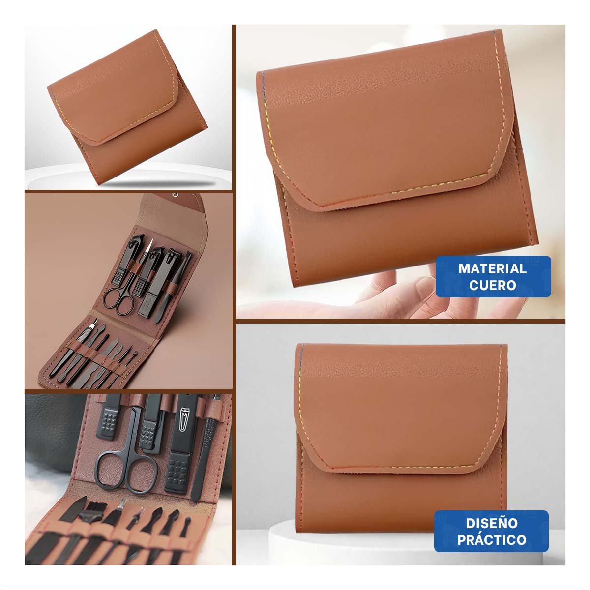 PACK6 BASE 12 PIEZAS MANICURE Y PEDICURE MARRON ELEGANTE Y PRACTICA PARA PINZAS Y+PAPEL REGALO - 3