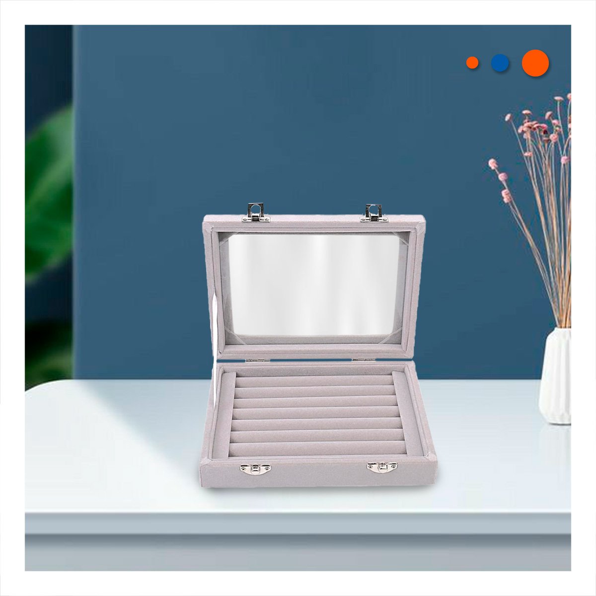 PACK6 DISPLAY ELEGANTE DE 7 RANURAS PARA ANILLOS PLOMO CON SEPARADORES Y+REGALO STICKER - 5