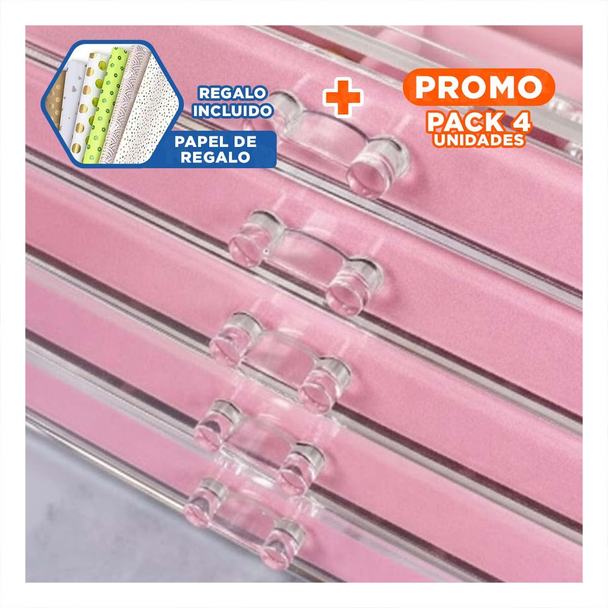 PACK4 BANDEJA 5 NIVELES ROSADO DE TERCIOPELO Y ACRILICO FACIL DE COLOCAR Y+PAPEL REGALO - 1