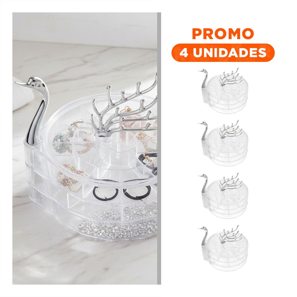 PACK4 ESTANTE ACRILICO 3 NIVELES TRANSPARENTE CON BASE ESTABLE Y MATERIAL Y+REGALO STICKER - 1