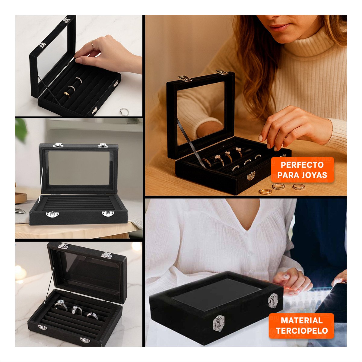 PACK2 COFRE RESISTENTE DE 7 RANURAS PARA ANILLOS NEGRO CON SEPARADORES Y+PAPEL REGALO - 3