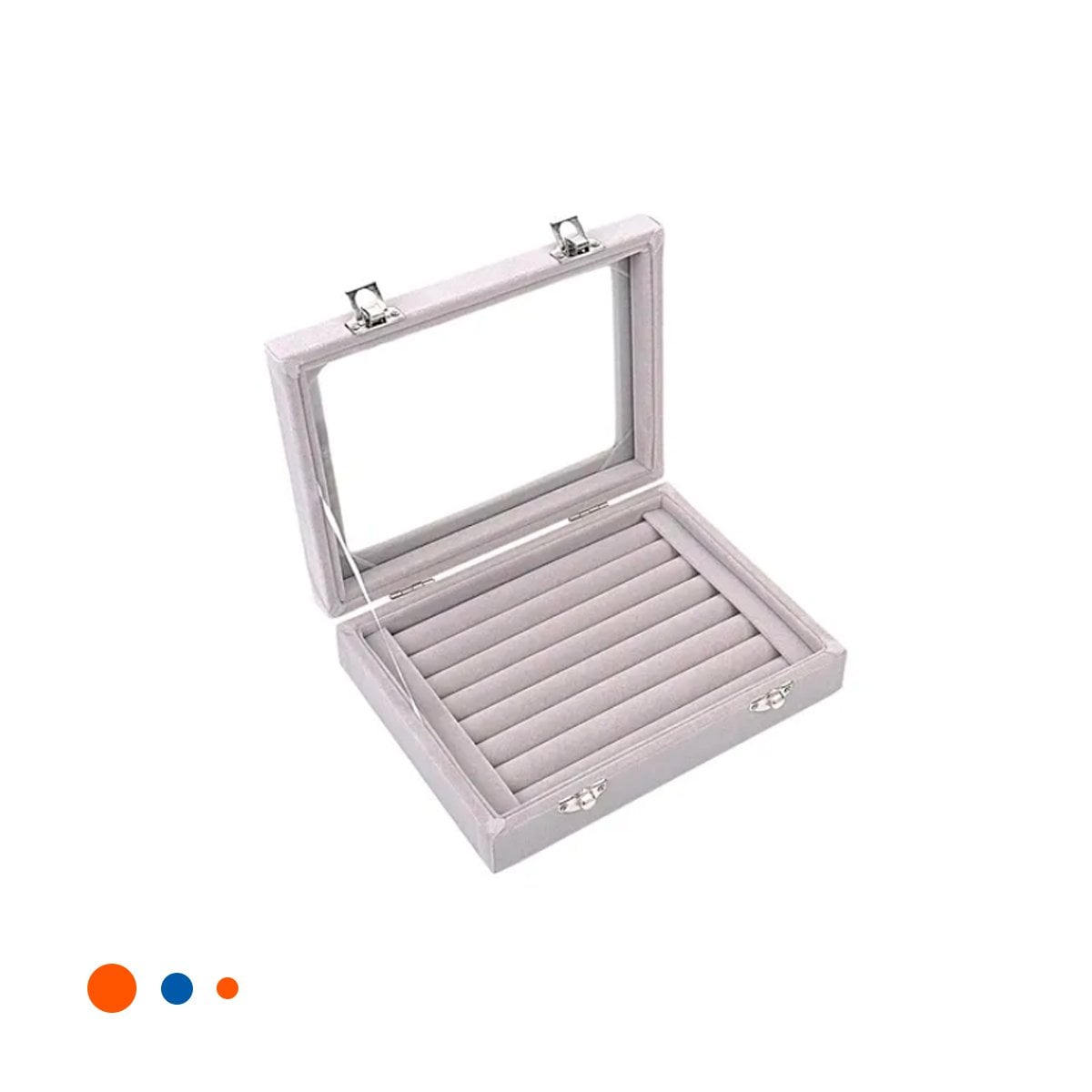 CAJA RESISTENTE DE 7 RANURAS PARA ANILLOS PLOMO CON TAPA TRANSPARENTE Y+LIGAS REGALO - 3
