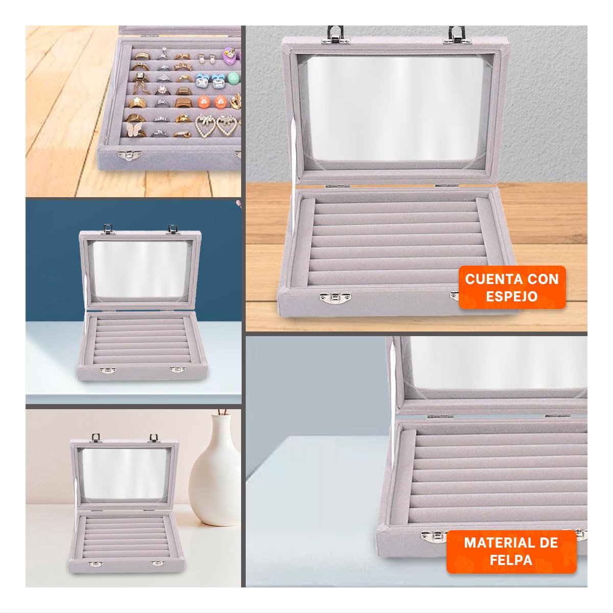 CAJA RESISTENTE DE 7 RANURAS PARA ANILLOS PLOMO CON TAPA TRANSPARENTE Y+LIGAS REGALO - 5