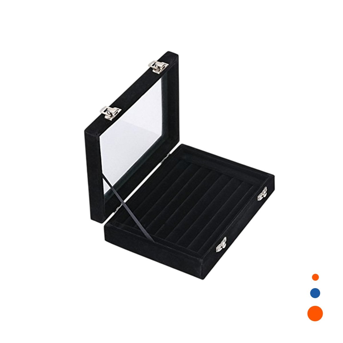 CAJA RESISTENTE DE 7 RANURAS PARA ANILLOS NEGRO CON TAPA TRANSPARENTE Y+LIGAS REGALO - 3