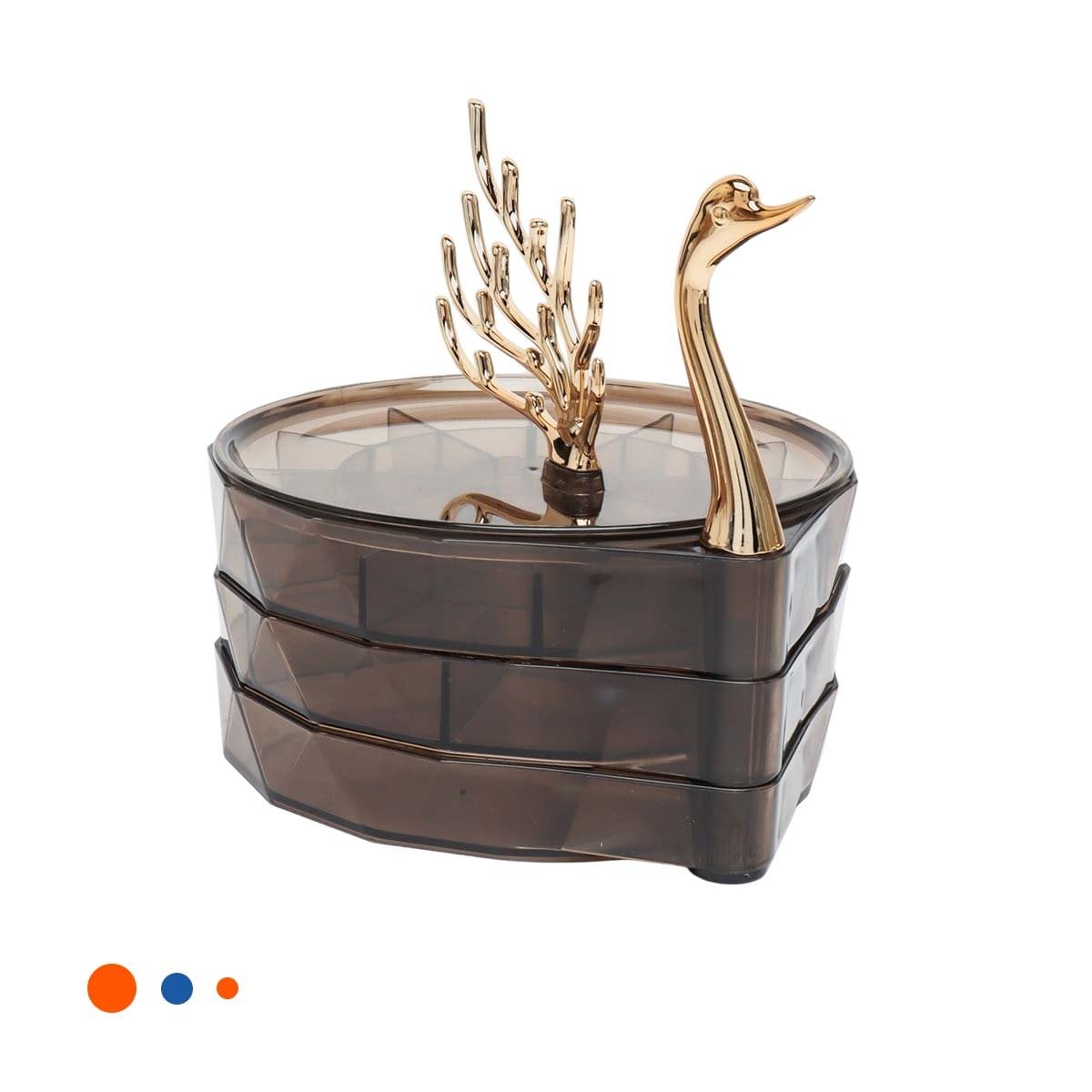 CAJA 3 NIVELES MARRON TRANSPARENTE COMPACTA Y ELEGANTE PARA MESAS PEQUEÑAS Y+PAPEL REGALO - 1