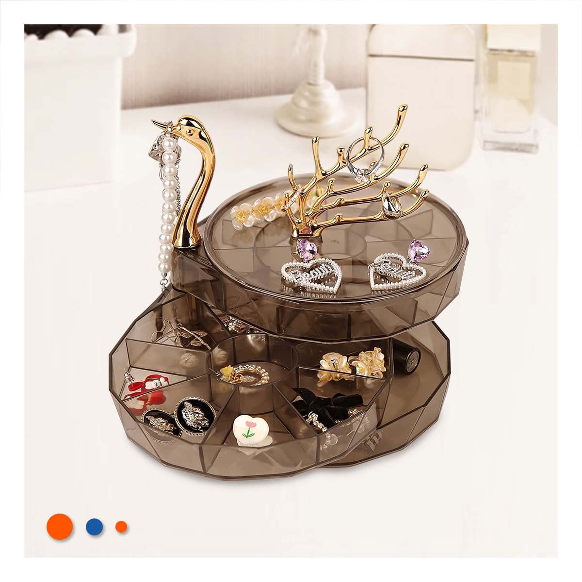CAJA 3 NIVELES MARRON TRANSPARENTE COMPACTA Y ELEGANTE PARA MESAS PEQUEÑAS Y+PAPEL REGALO - 3