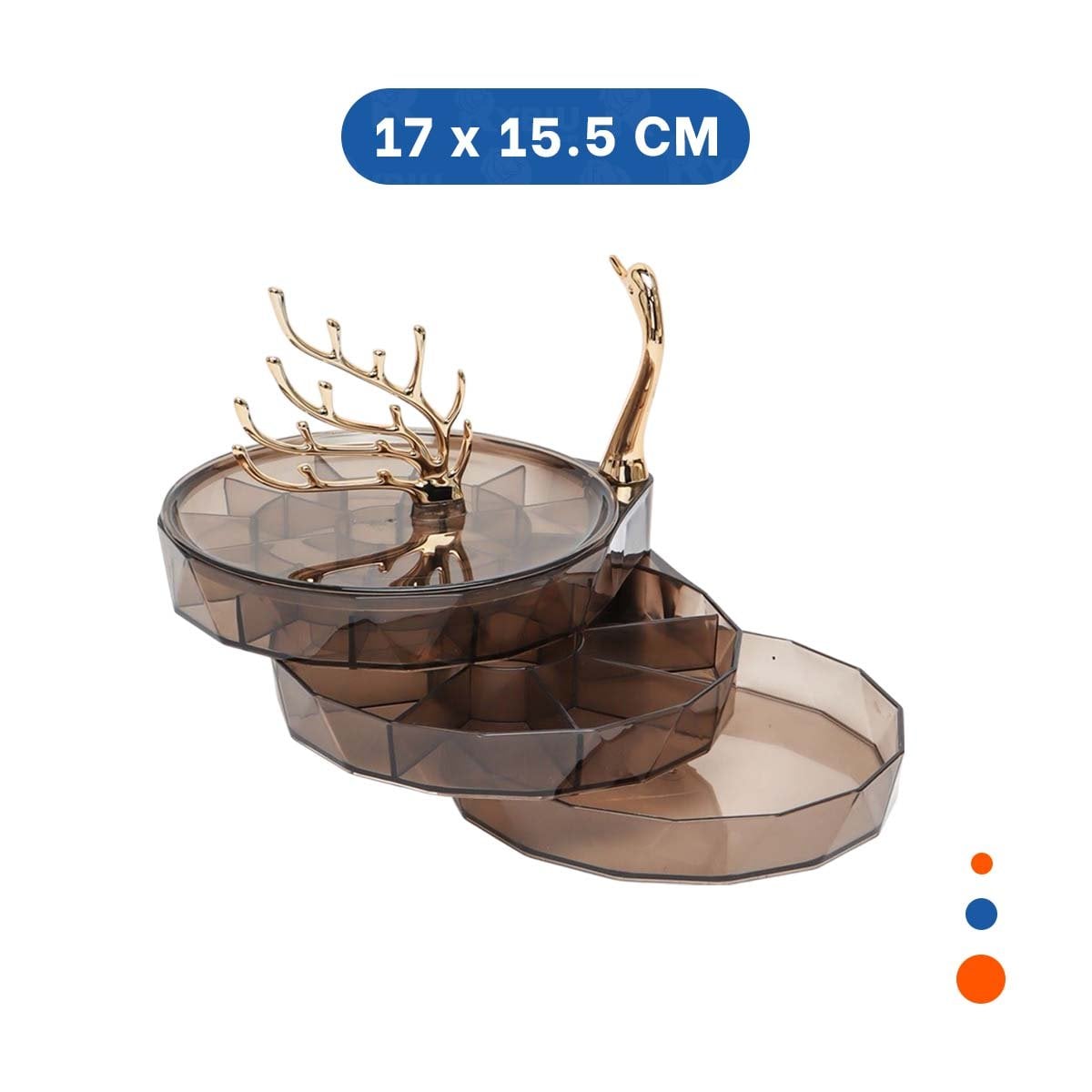 CAJA 3 NIVELES MARRON TRANSPARENTE COMPACTA Y ELEGANTE PARA MESAS PEQUEÑAS Y+PAPEL REGALO - 4