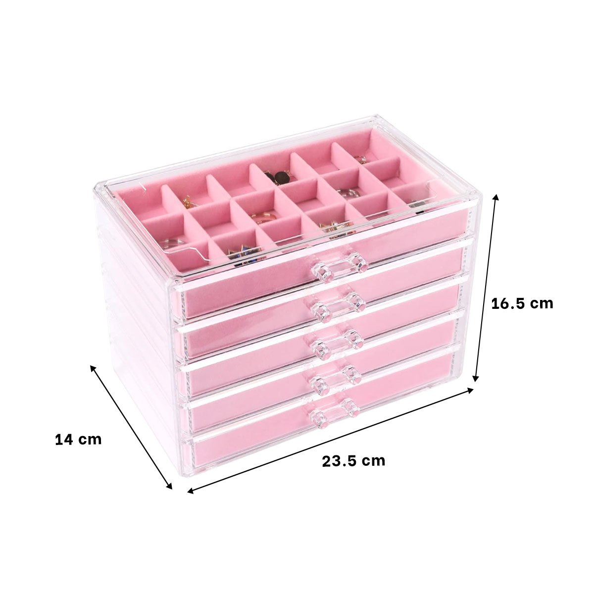 PACK2 BANDEJA 5 NIVELES ROSADO DE TERCIOPELO Y ACRILICO SUAVE Y SEGURO Y+REGALO STICKER - 4
