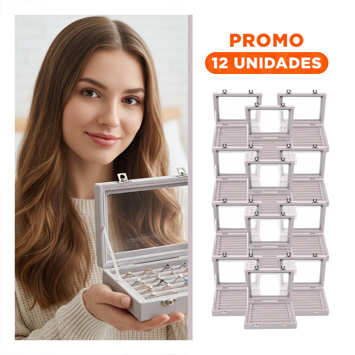 PACK12 DISPLAY RESISTENTE DE 7 RANURAS PARA ANILLOS PLOMO CON ESPACIOS Y+REGALO STICKER - 1