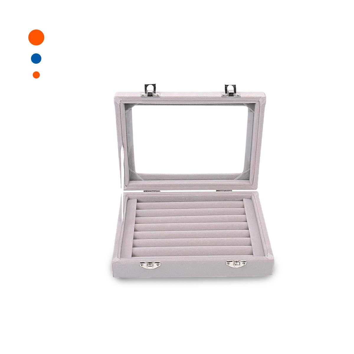 CAJA COMODA DE 7 RANURAS PARA ANILLOS PLOMO CON BASE ANTIDESLIZANTE Y+PAPEL REGALO - 1
