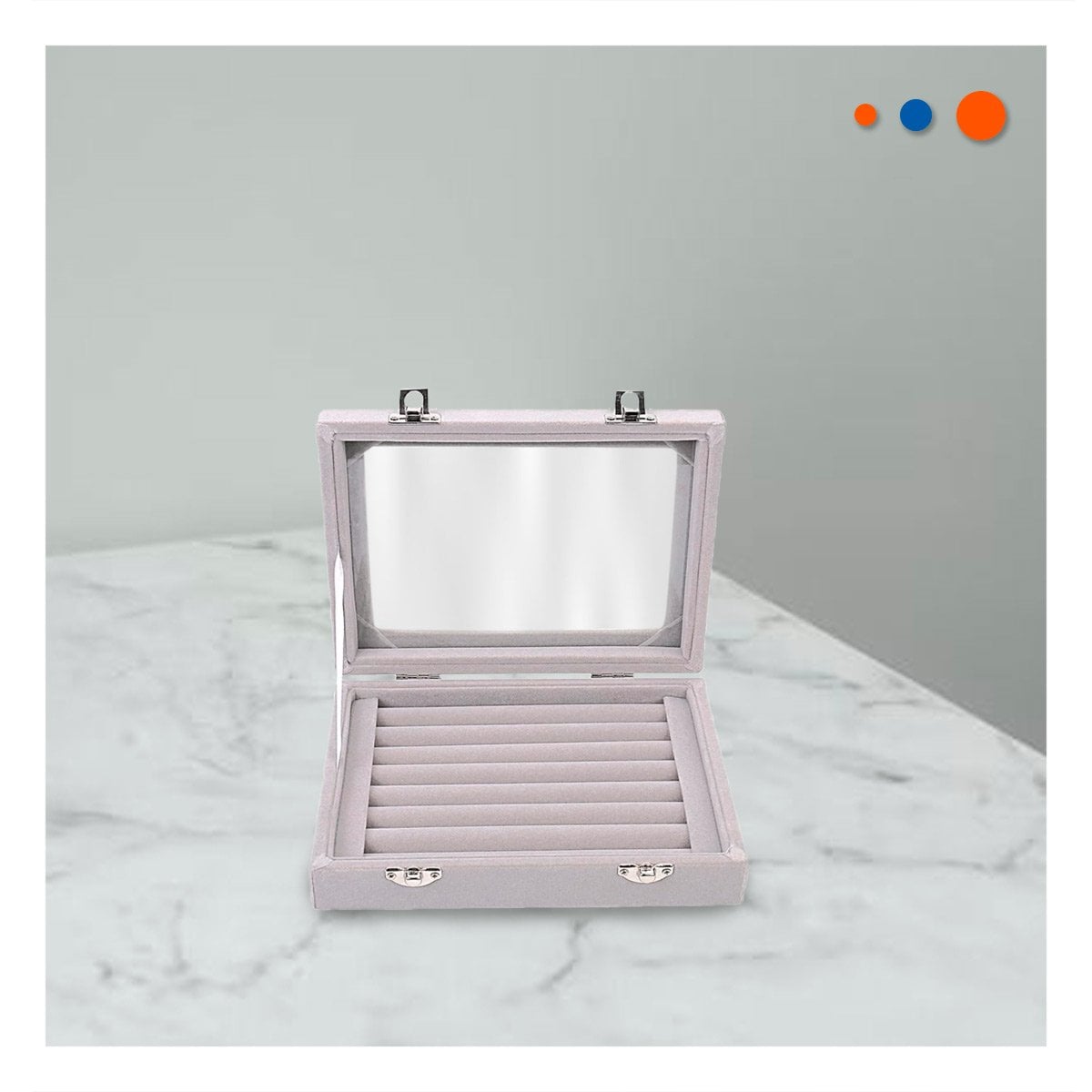 CAJA MODERNA DE 7 RANURAS PARA ANILLOS PLOMO CON INTERIOR SUAVE Y ACOLCHADO Y+REGALO STICKER - 5