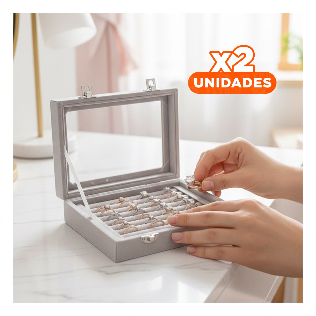 PACK2 COFRE FUNCIONAL DE 7 RANURAS PARA ANILLOS PLOMO CON ESPACIOS INTERNOS Y+REGALO STICKER - 1