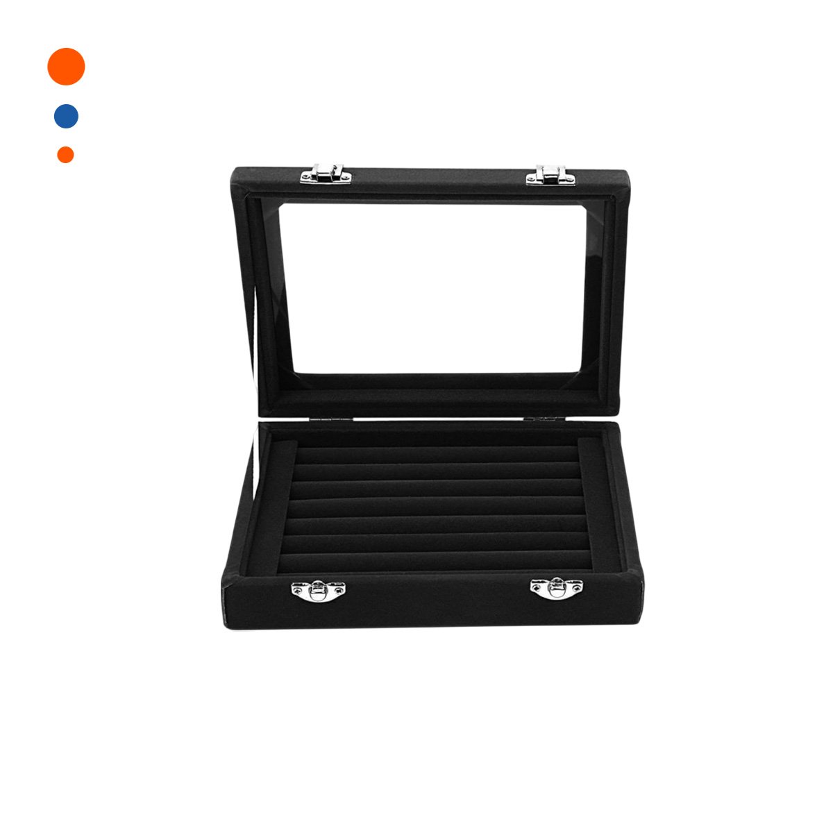 CAJA COMODA DE 7 RANURAS PARA ANILLOS NEGRO CON BASE ANTIDESLIZANTE Y+PAPEL REGALO - 1