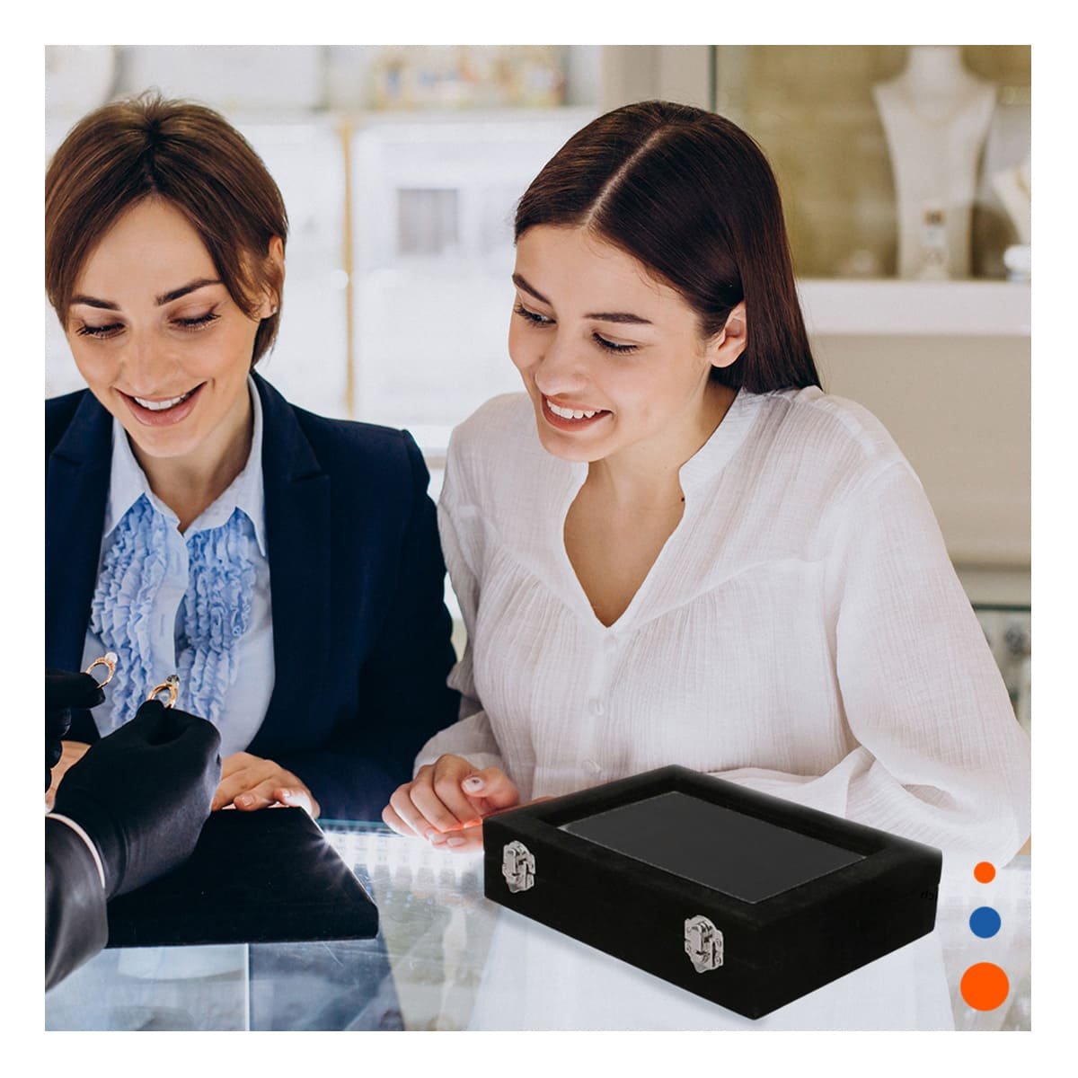 CAJA COMODA DE 7 RANURAS PARA ANILLOS NEGRO CON BASE ANTIDESLIZANTE Y+PAPEL REGALO - 3