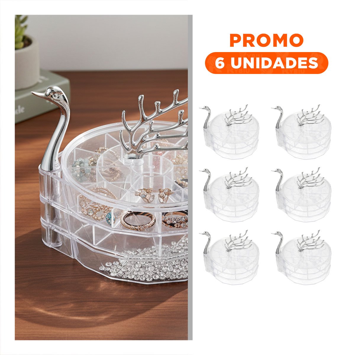 PACK6 ESTANTE ACRILICO 3 NIVELES TRANSPARENTE CON DISEÑO SOFISTICADO Y TOQUE MODERNO - 1