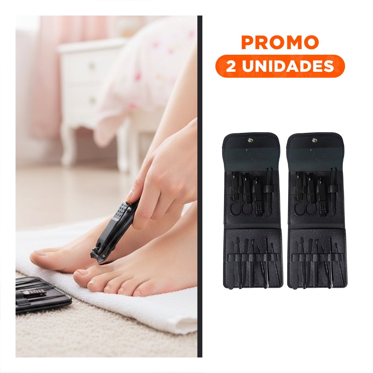 PACK2 PORTA UÑAS 12 PIEZAS MANICURE Y PEDICURE NEGRO ELEGANTE Y MODERNO PARA CORTAUÑAS - 1