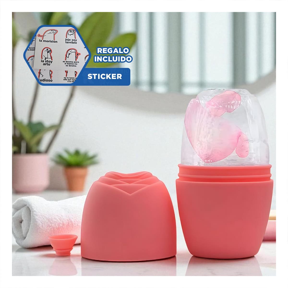 CONTENEDOR PARA RODILLO FACIAL CORAL RESISTENTE Y ELEGANTE PARA USO DIARIO Y+REGALO STICKER - 1