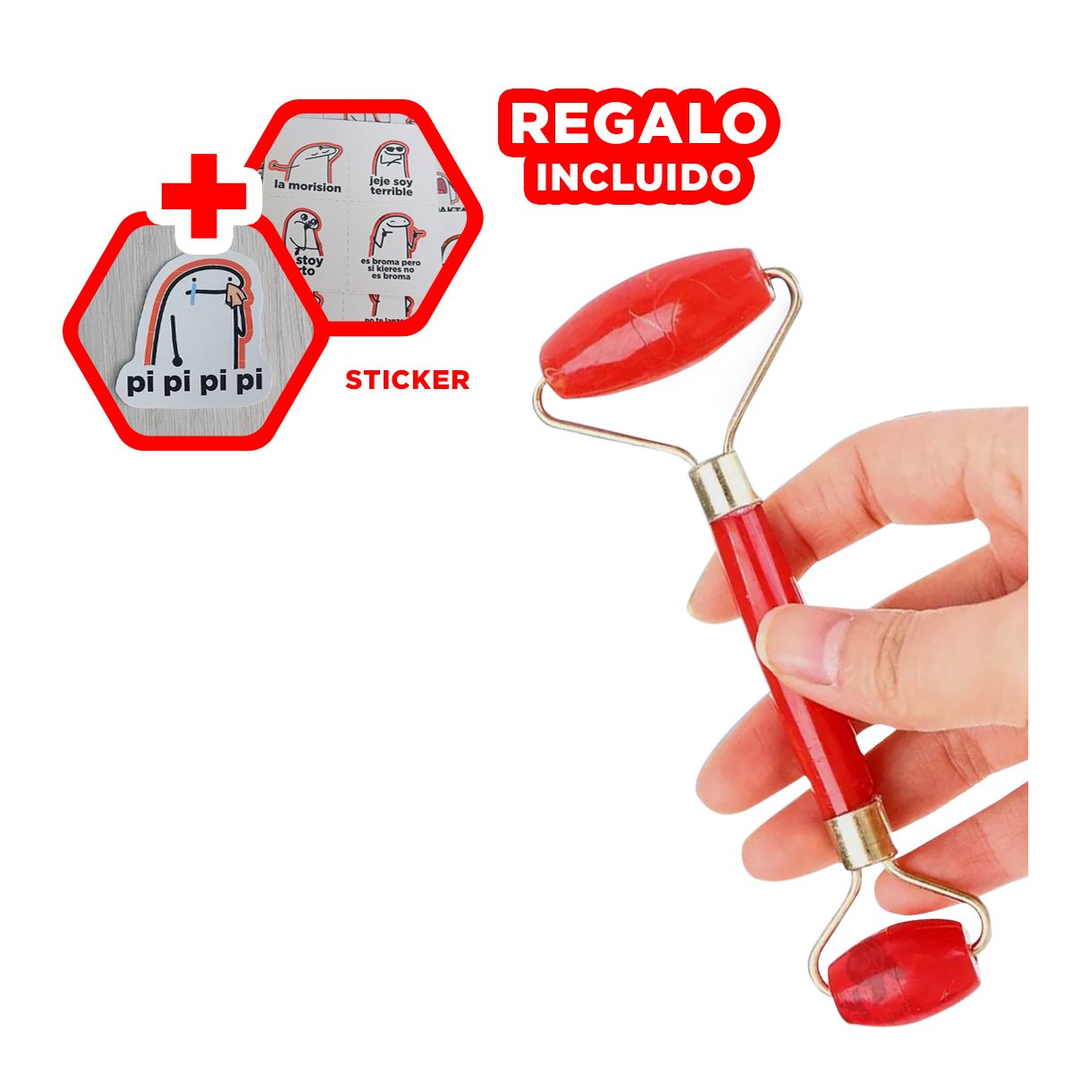 DISPOSITIVO LIGERO DE PLASTICO ROJO PARA CUIDADO INTENSIVO DE PIEL Y+REGALO STICKER - 1