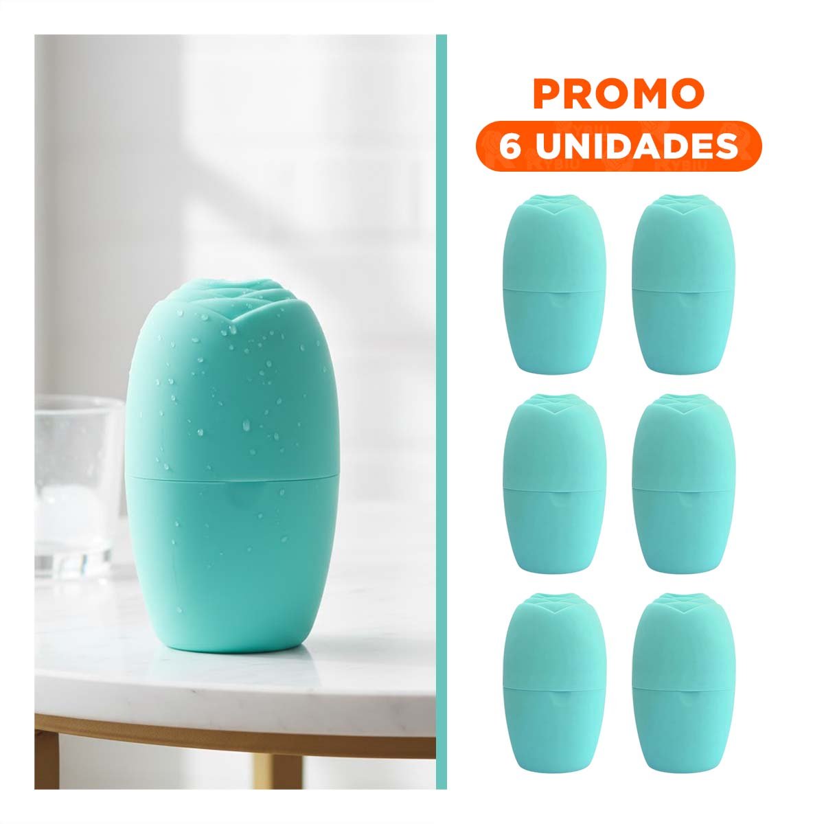 PACK6 EXPOSITOR PARA RODILLO FACIAL VERDE AGUA MODERNO Y PEQUENO PARA GUARDAR ACCESORIOS - 1