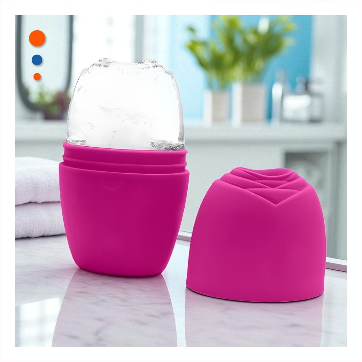 CONTENEDOR PARA RODILLO FACIAL DE HIELO FUCSIA COMPACTO Y MODERNO PARA MASAJES Y+LIGAS REGALO - 2