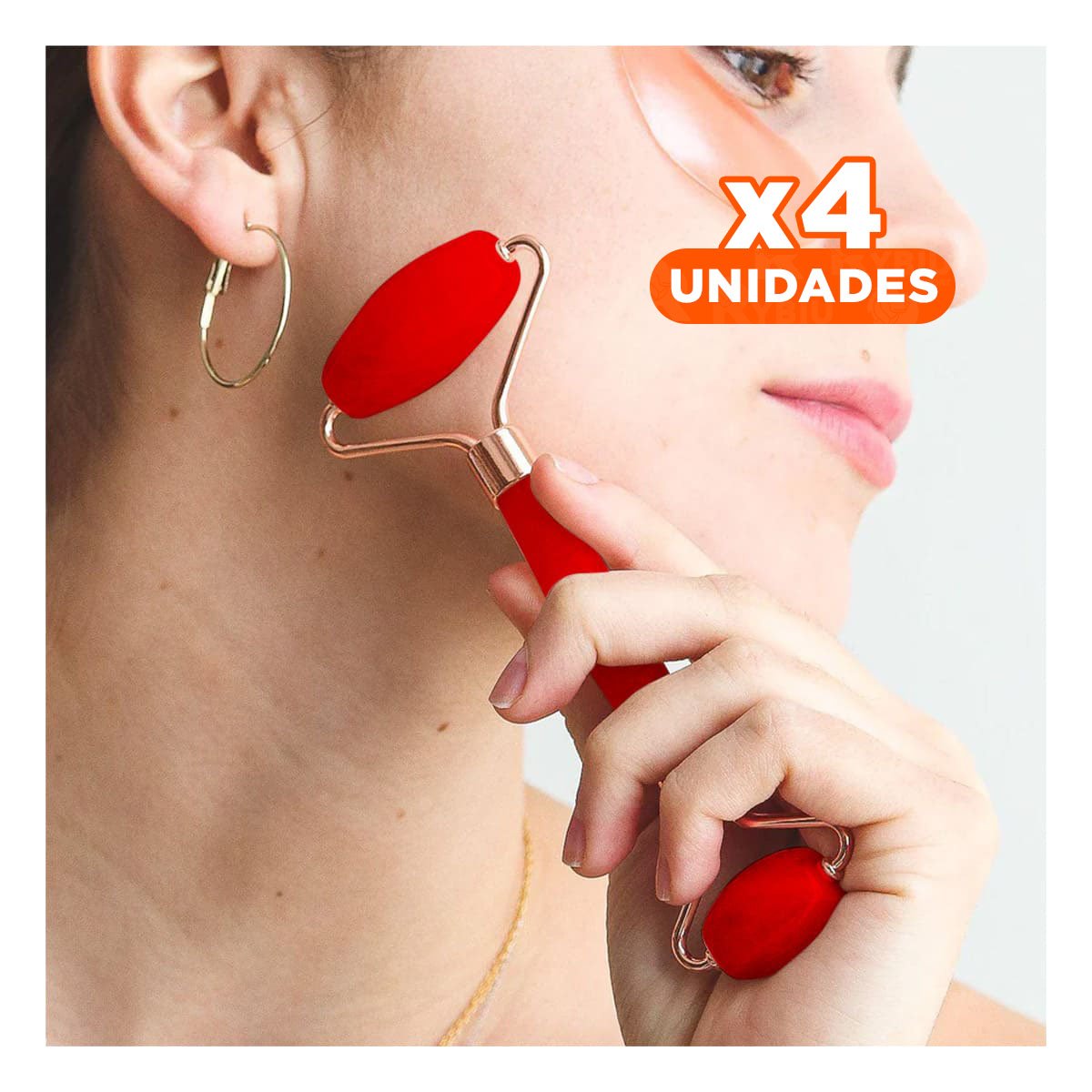 PACK4 ESTIMULADOR MINI DE PLASTICO ROJO PARA RUTINA DE BELLEZA COMODA - 1