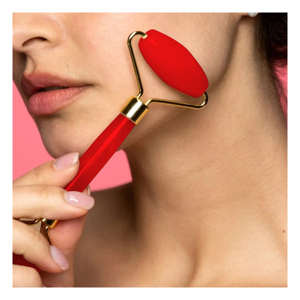 PACK4 ESTIMULADOR MINI DE PLASTICO ROJO PARA RUTINA DE BELLEZA COMODA - 3