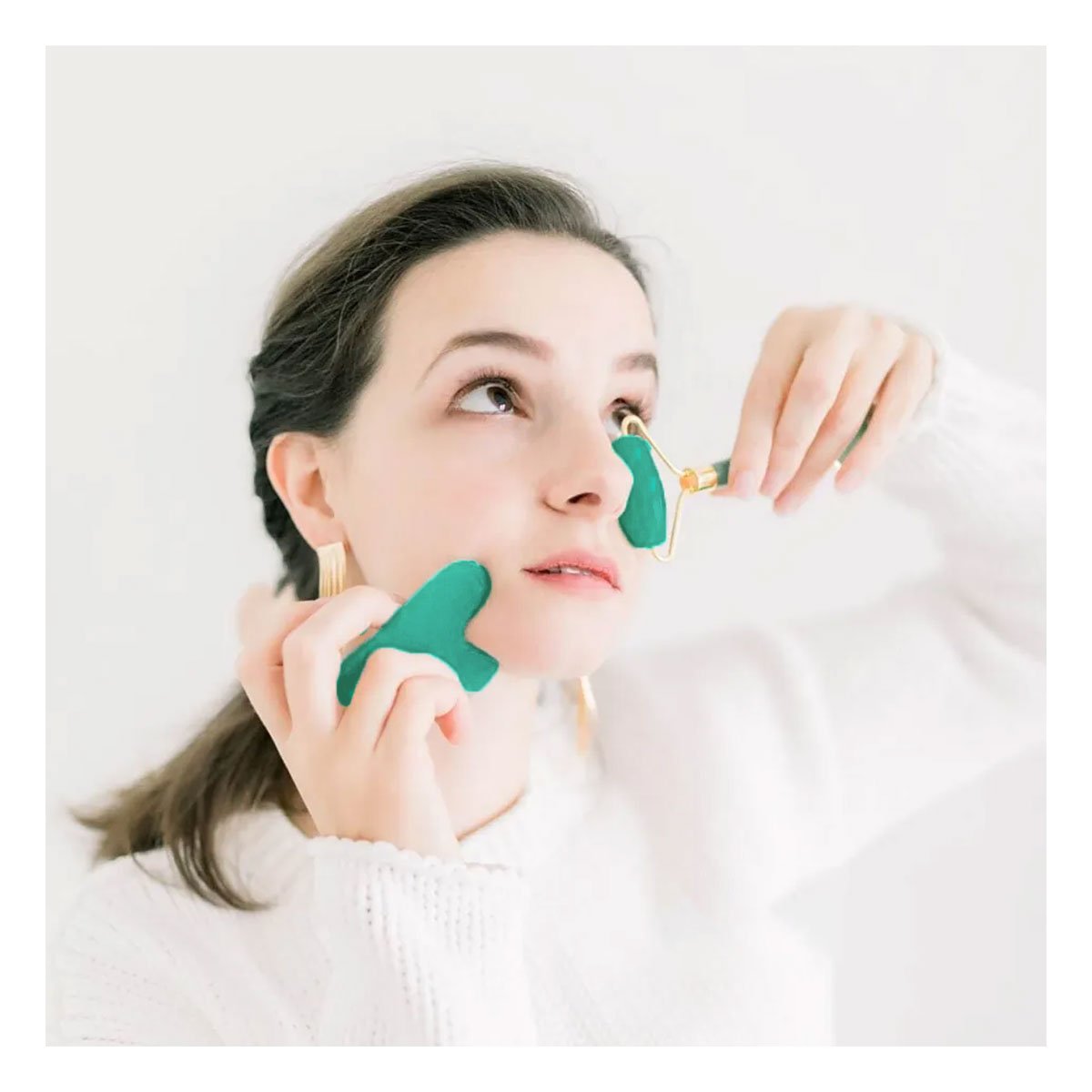 RODILLO FACIAL SET DE 2 VERDE AGUA DE PLASTICO PARA MASAJES Y CUIDADO DE LA PIEL - 1